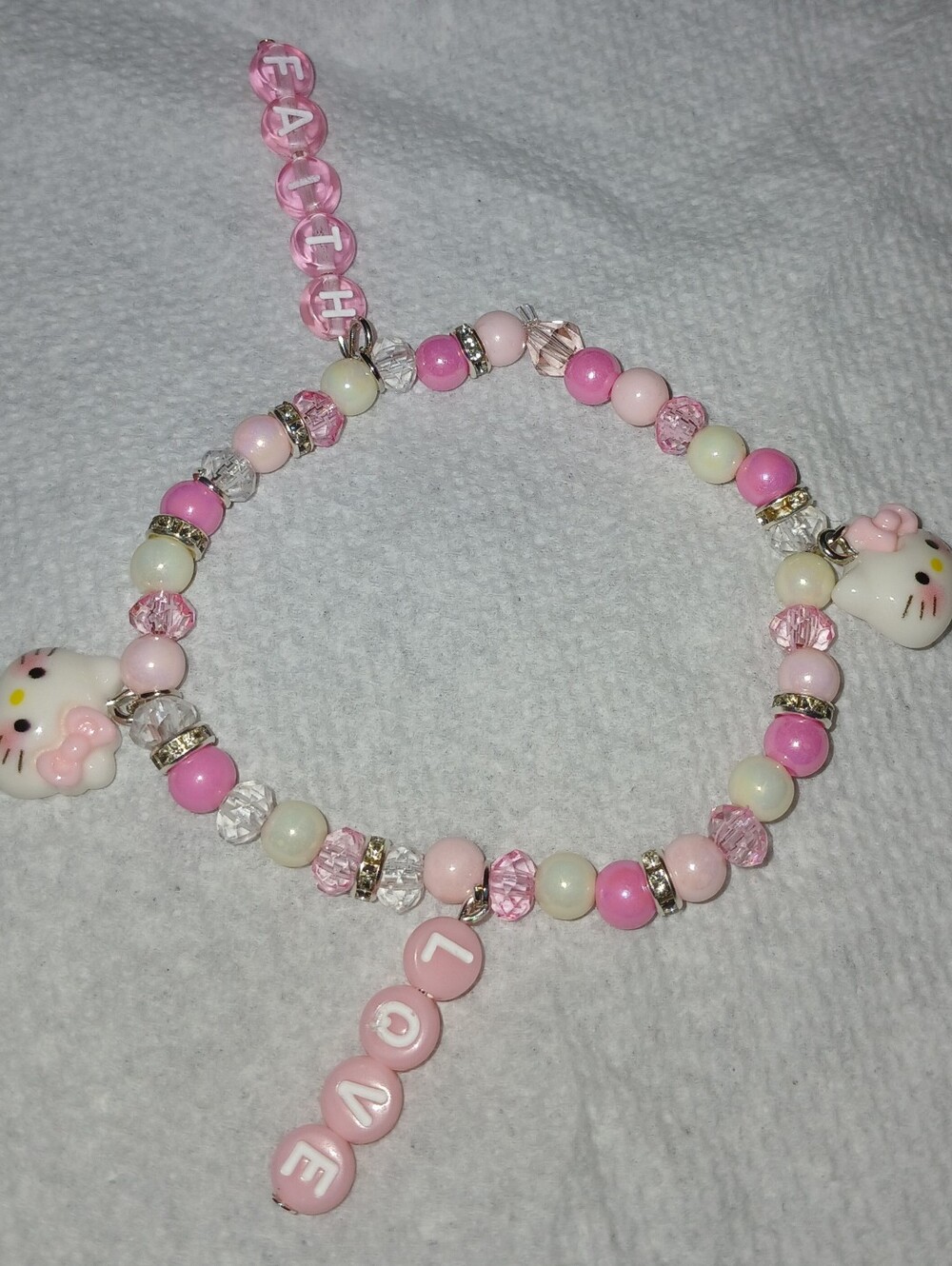 NWT Handcrafted Hello Kitty Beaded B.C.A Themed Bracelet.